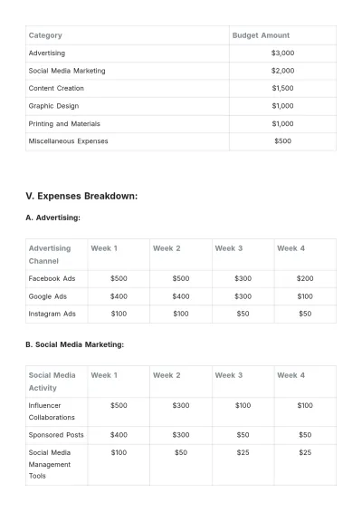 Free Budget Plan For 1 Month Template to Edit Online