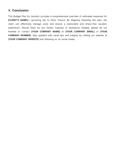 Free Budget Plan For Vacation Template to Edit Online