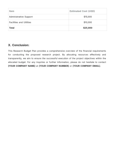 Free Research Budget Plan Template to Edit Online