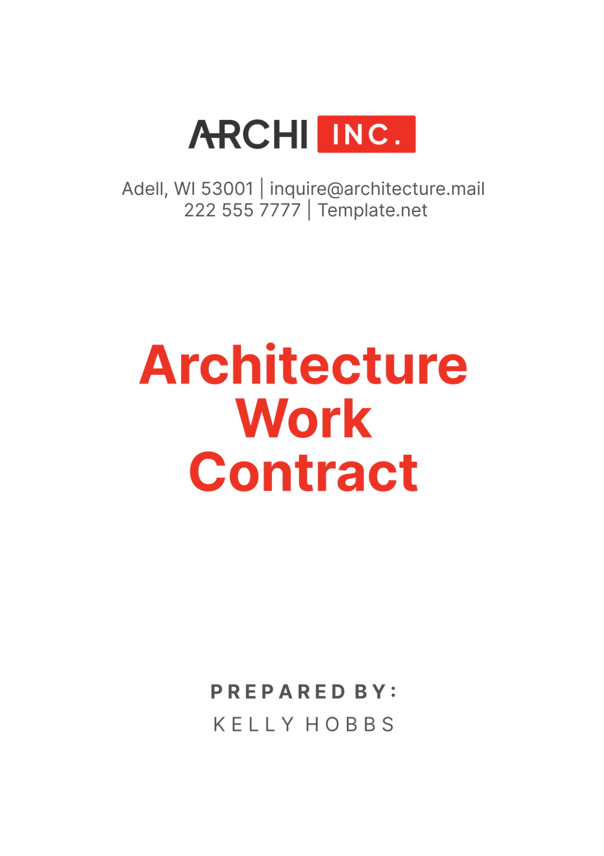 Free Architecture Work Contract Template