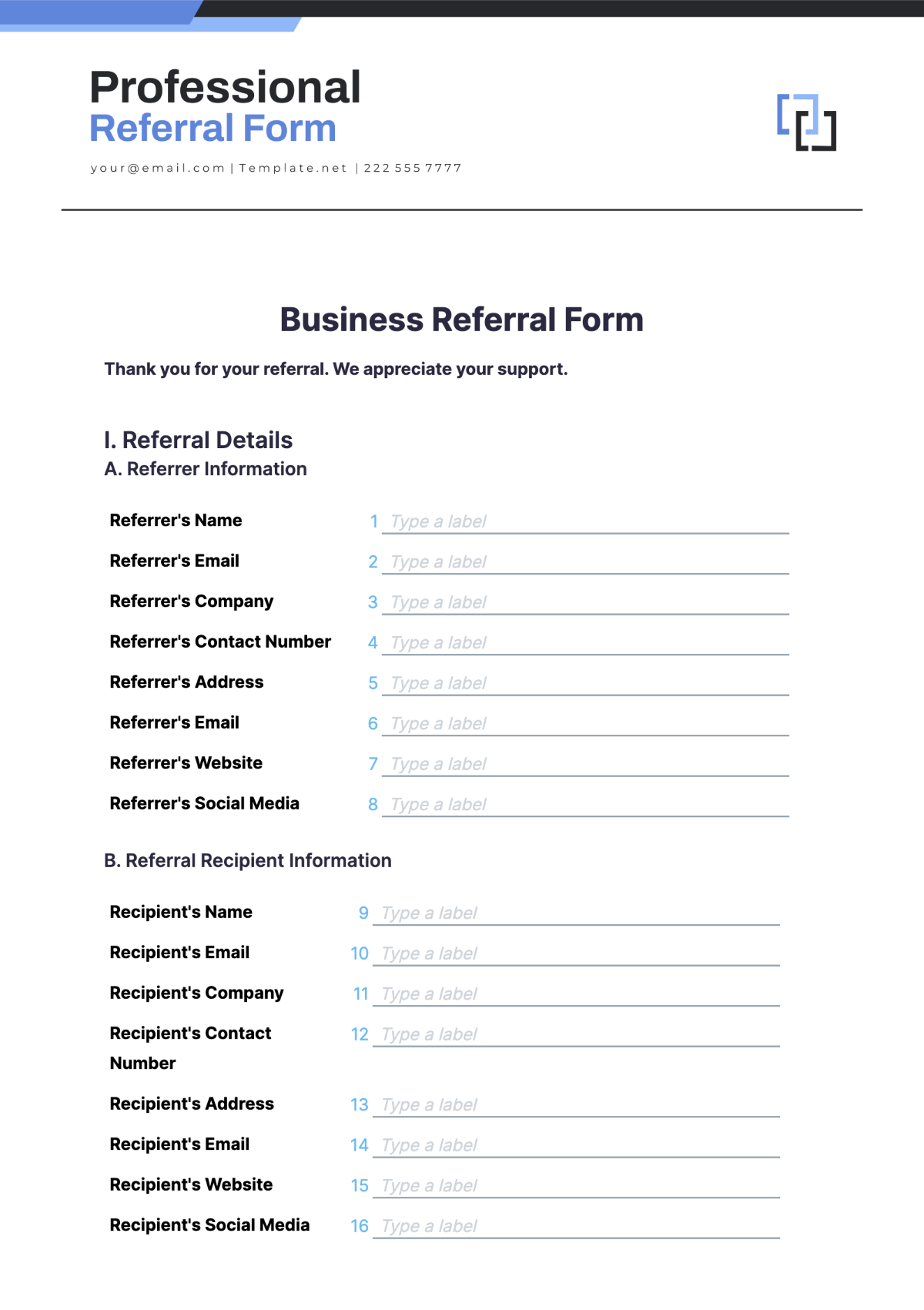 Business Referral Form Template - Edit Online & Download