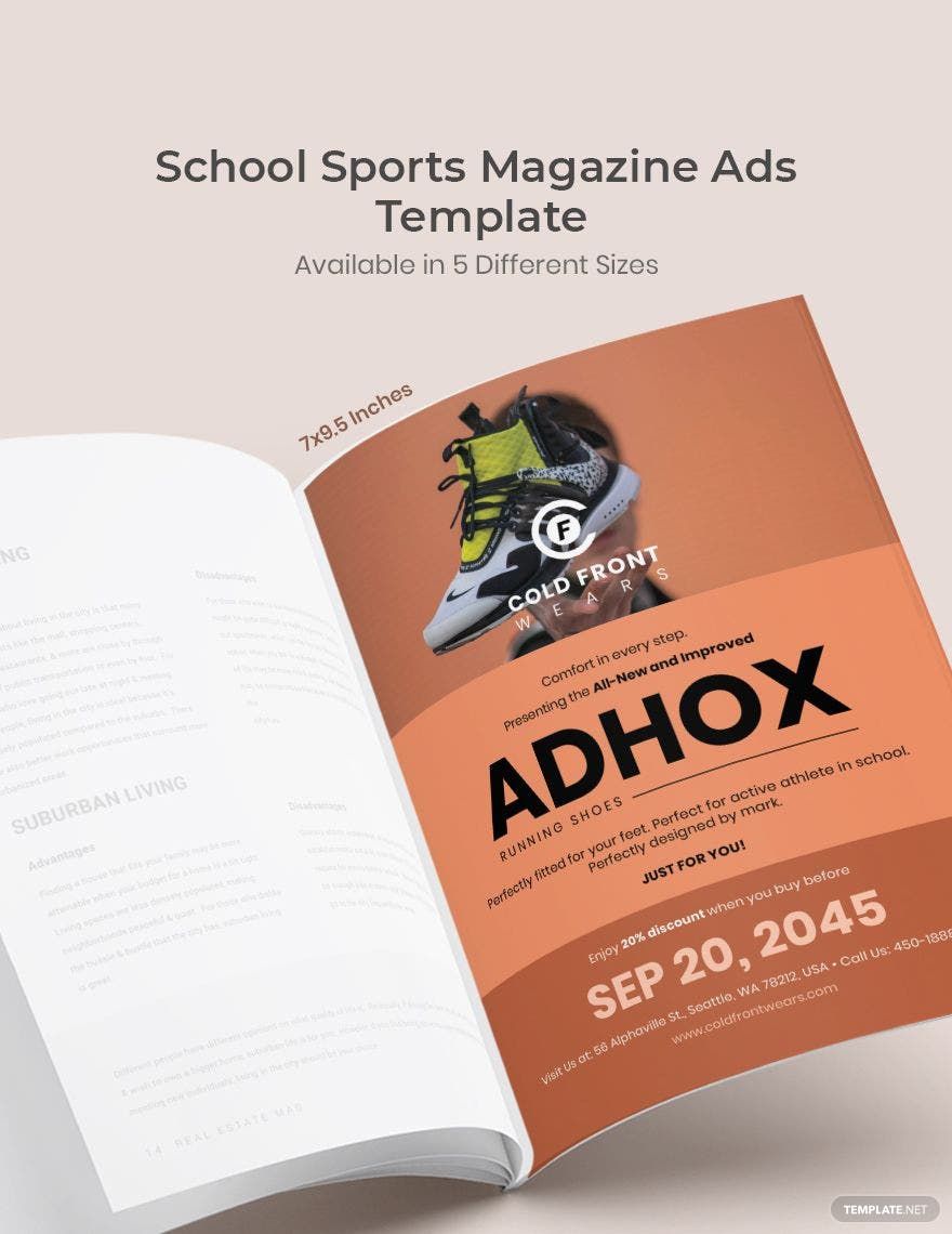 Free School Sports Magazine Ads Template