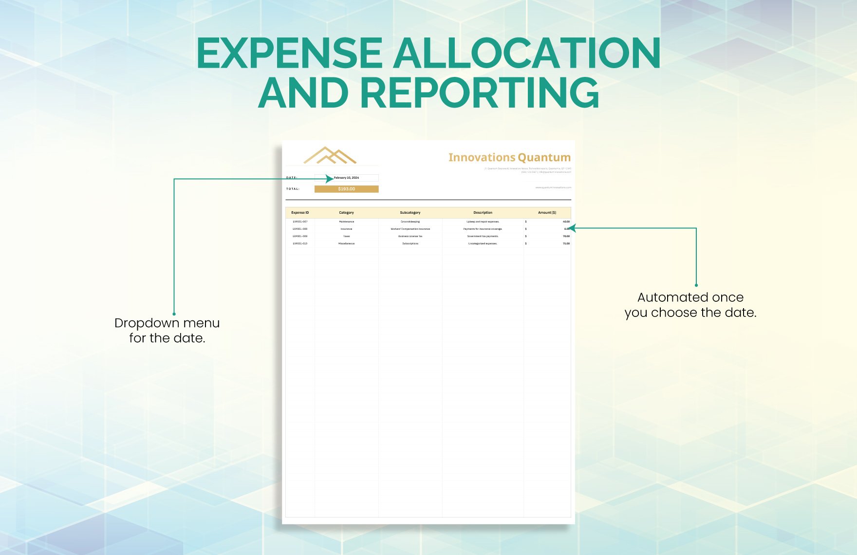 Expense Allocation and Reporting Template