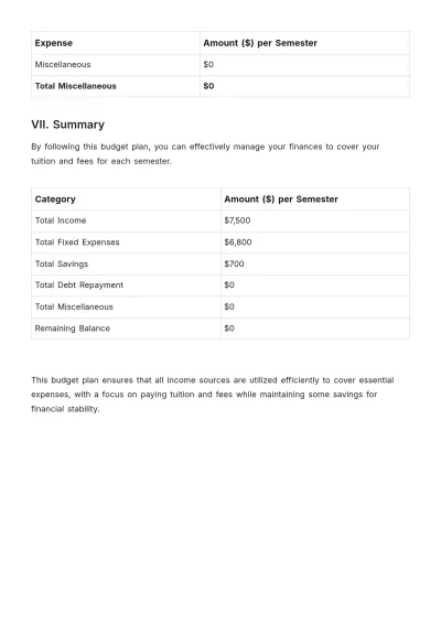Free Budget Plan For College Students Template to Edit Online