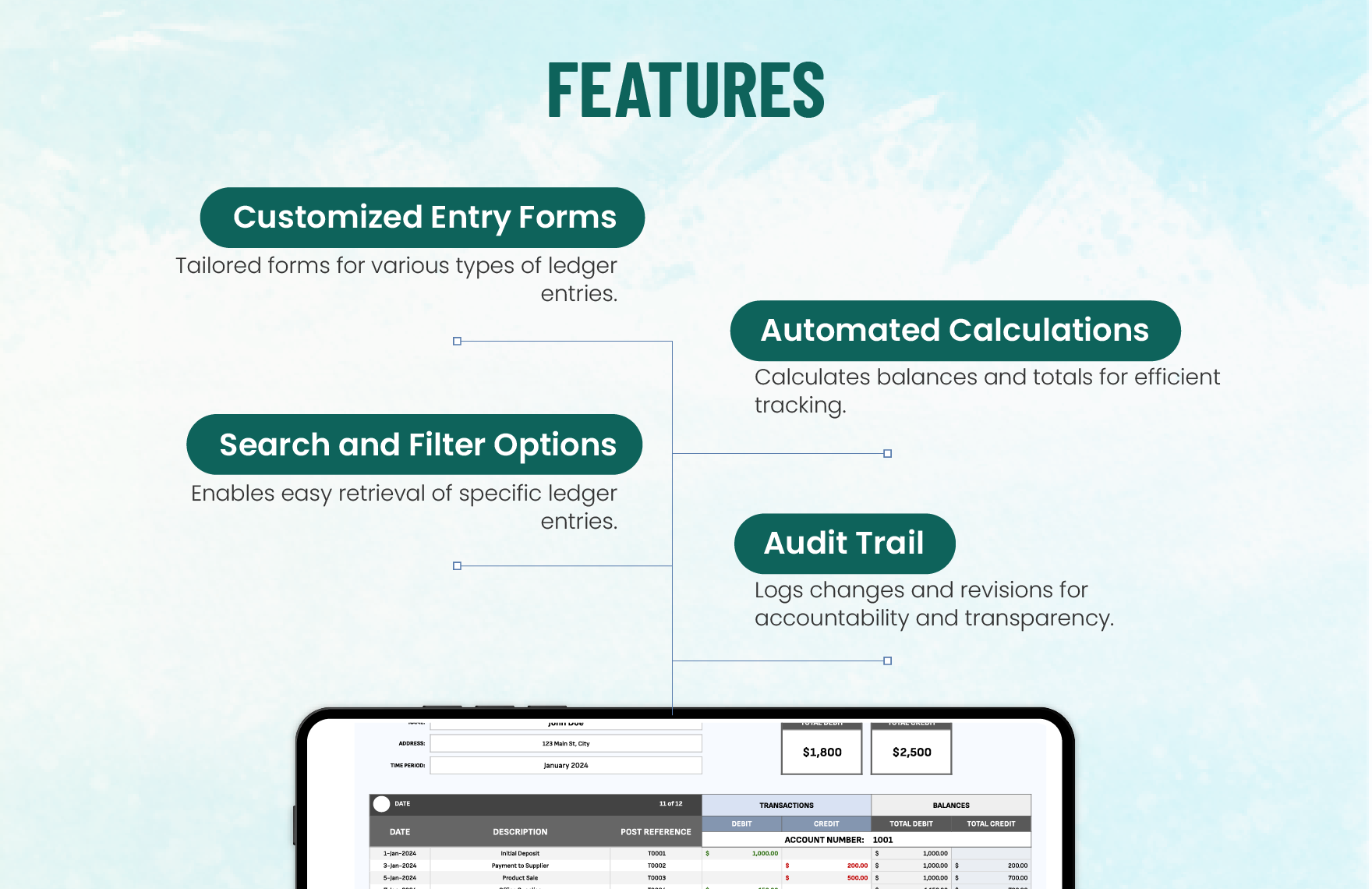 Ledger Entry Tracking System Template