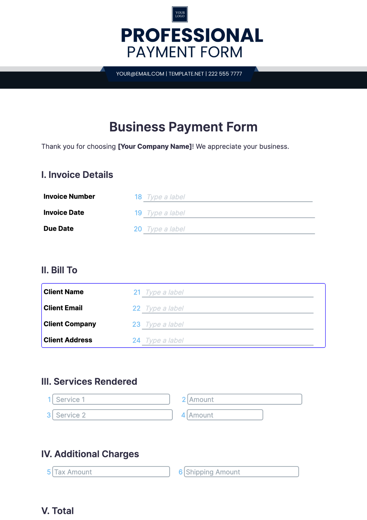 Business Payment Form Template - Edit Online & Download