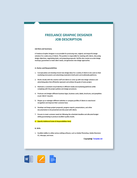 FREE Freelance Web Designer Job Description Word Google Doc Apple 