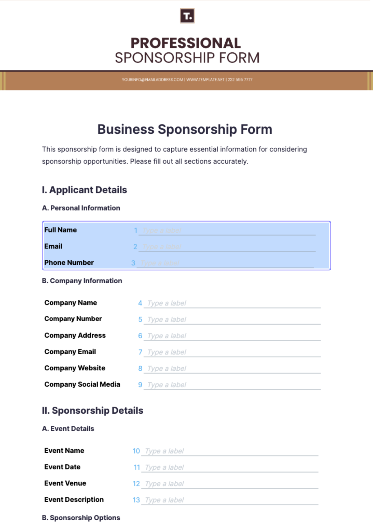 Business Sponsorship Form Template - Edit Online & Download