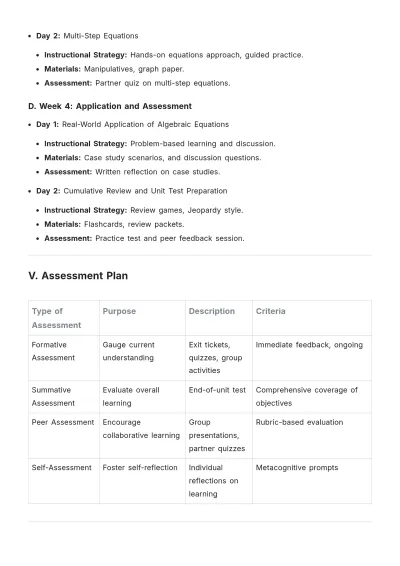 Free 7th Grade Math Unit Plan Template to Edit Online