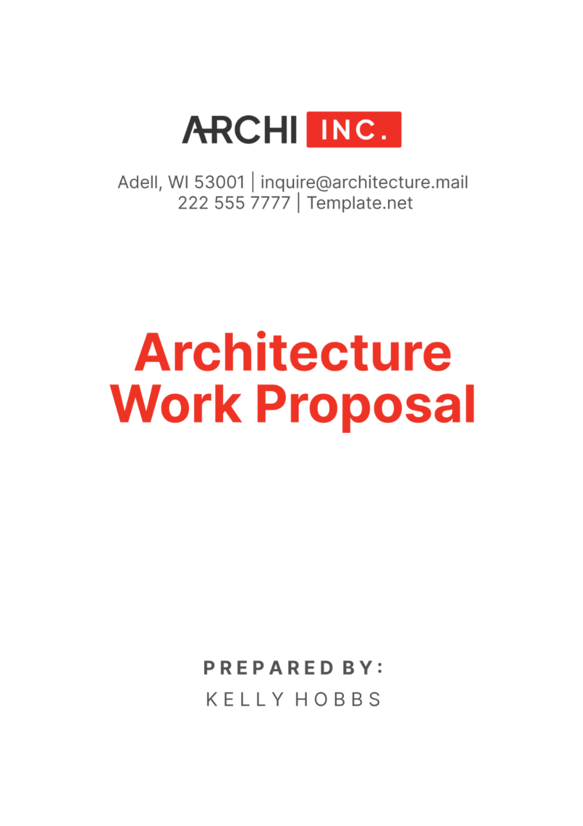 Free Architecture Work Proposal Template