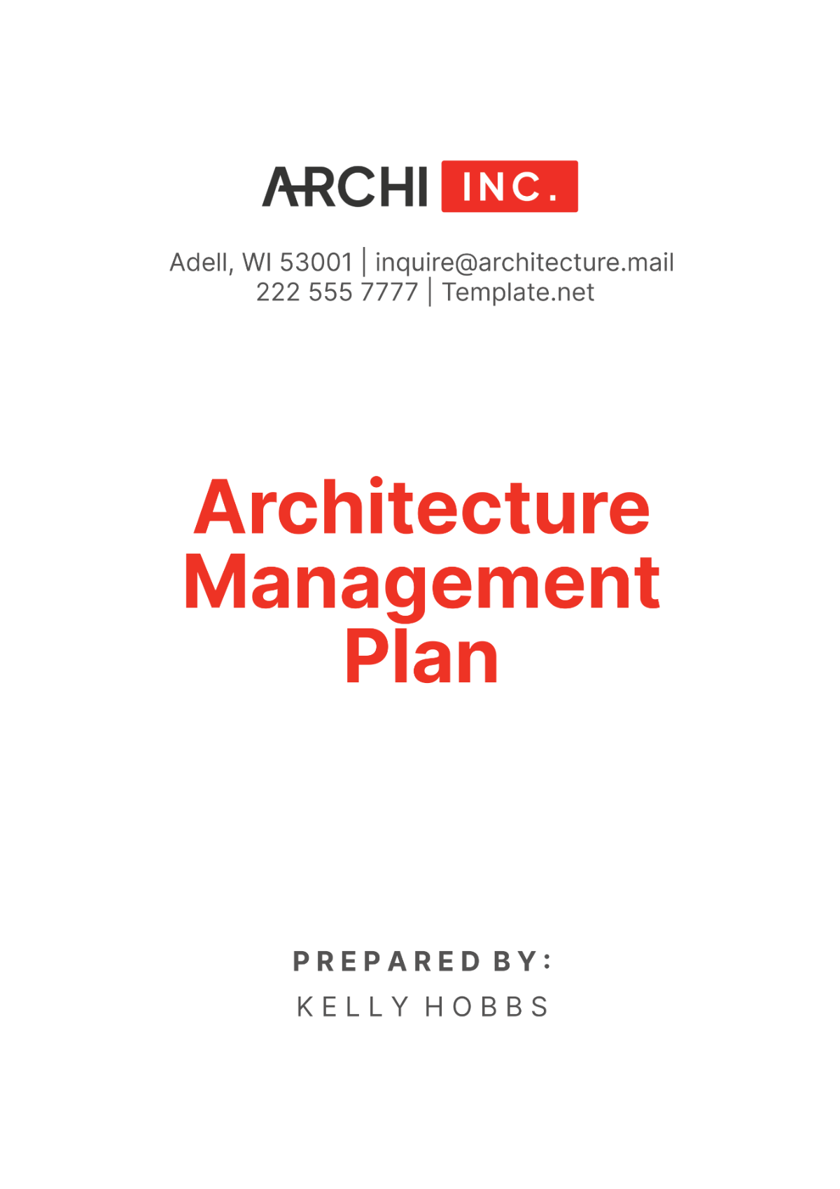 Free Architecture Management Plan Template
