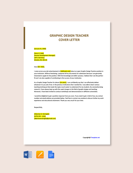 Graphic Design Teacher Cover Letter