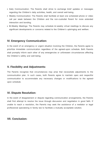 Free Long Distance Parenting Plan Template to Edit Online