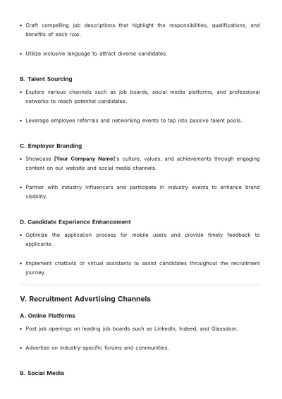 Free Recruitment Advertisement Plan Template to Edit Online