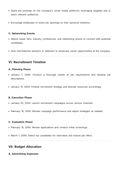 Free Recruitment Advertisement Plan Template to Edit Online