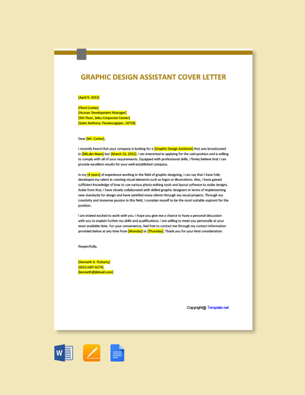 Graphic Design Assistant Cover Letter