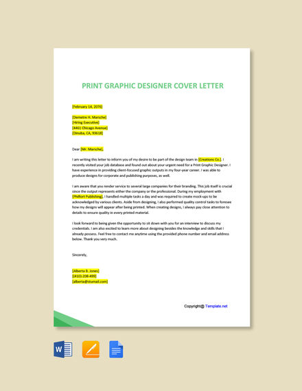 Free Creative Graphic Designer Cover Letter Template - Google Docs 