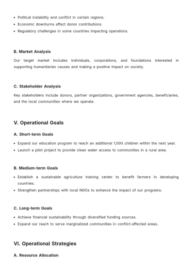 Free NGO Operational Plan Template to Edit Online