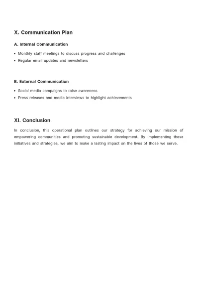 Free NGO Operational Plan Template to Edit Online