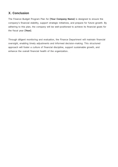 Free Finance Budget Program Plan Template to Edit Online