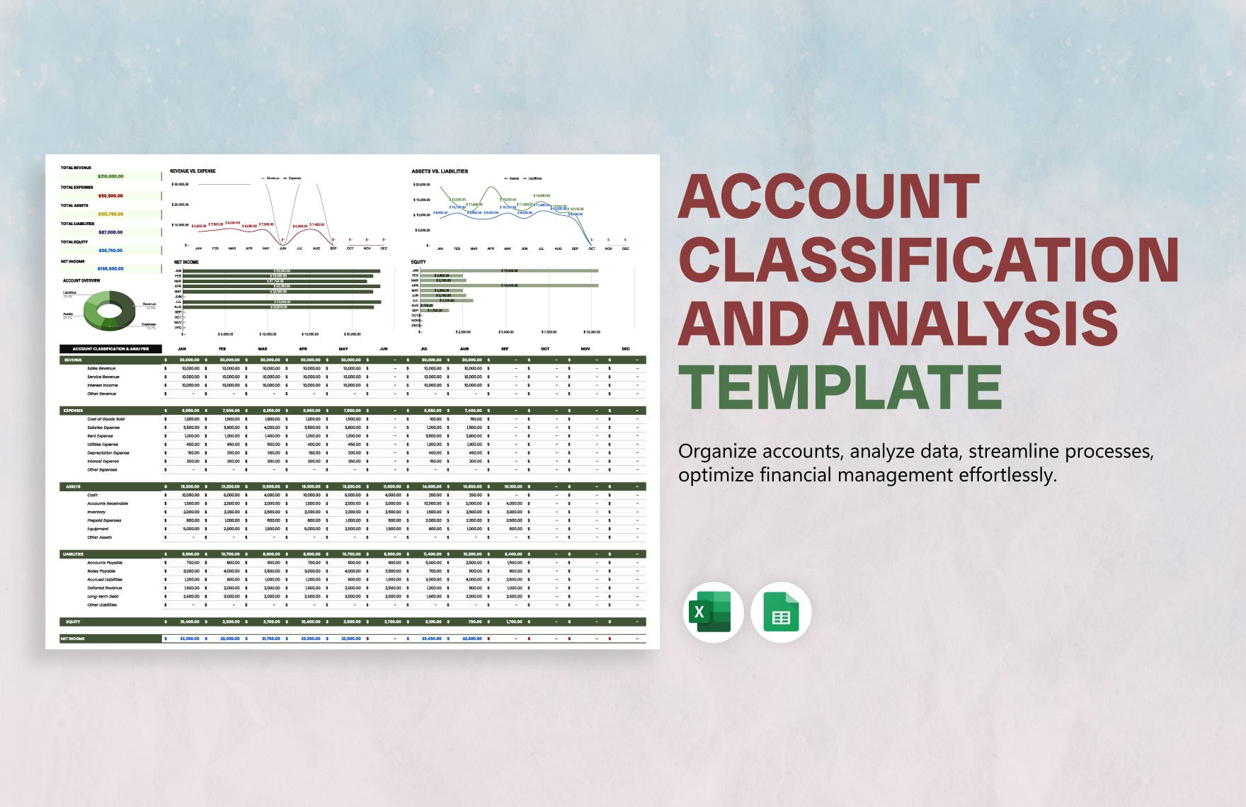 Account Classification and Analysis Template in Excel, Google Sheets