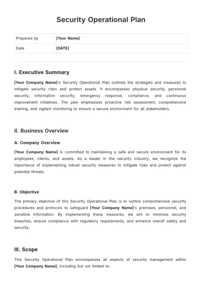 Free Security Operational Plan Template to Edit Online