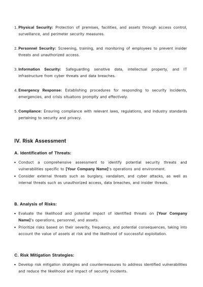 Free Security Operational Plan Template to Edit Online