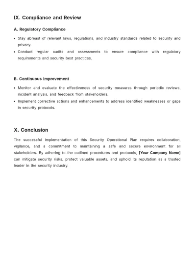 Free Security Operational Plan Template to Edit Online