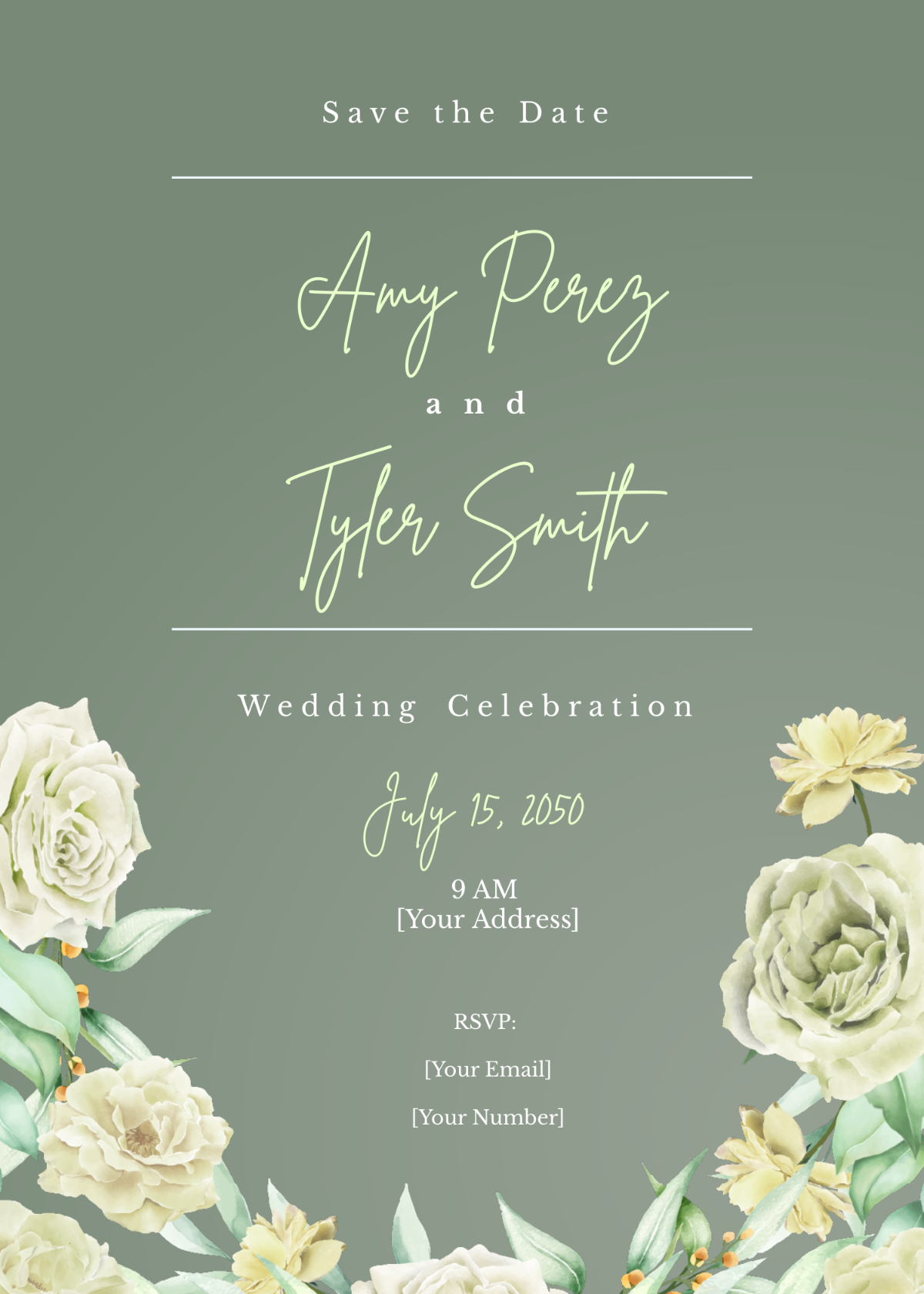 Sage Green Save the Date Card