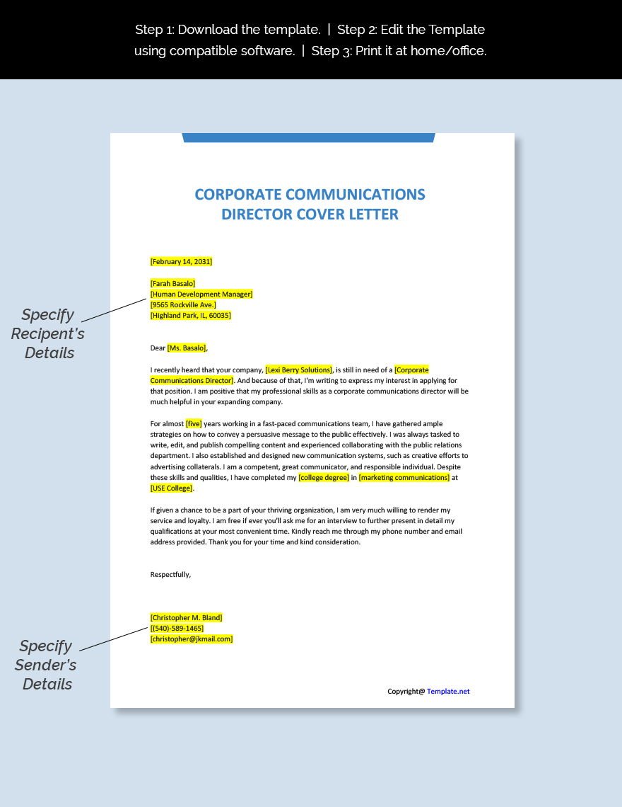 Communications Director Cover Letter