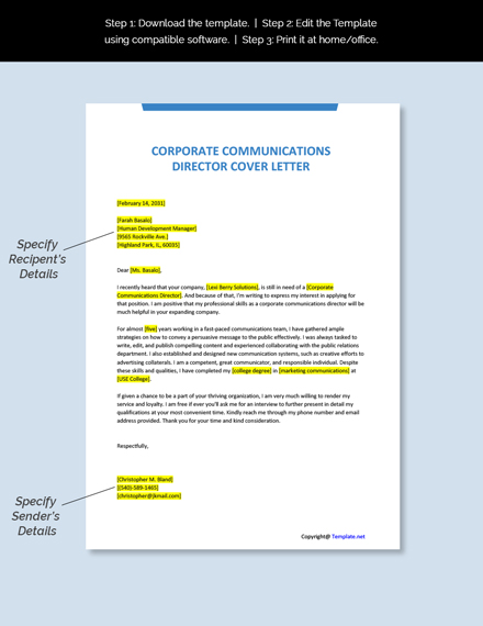 director of communications cover letter
