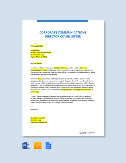 communications cover letter template