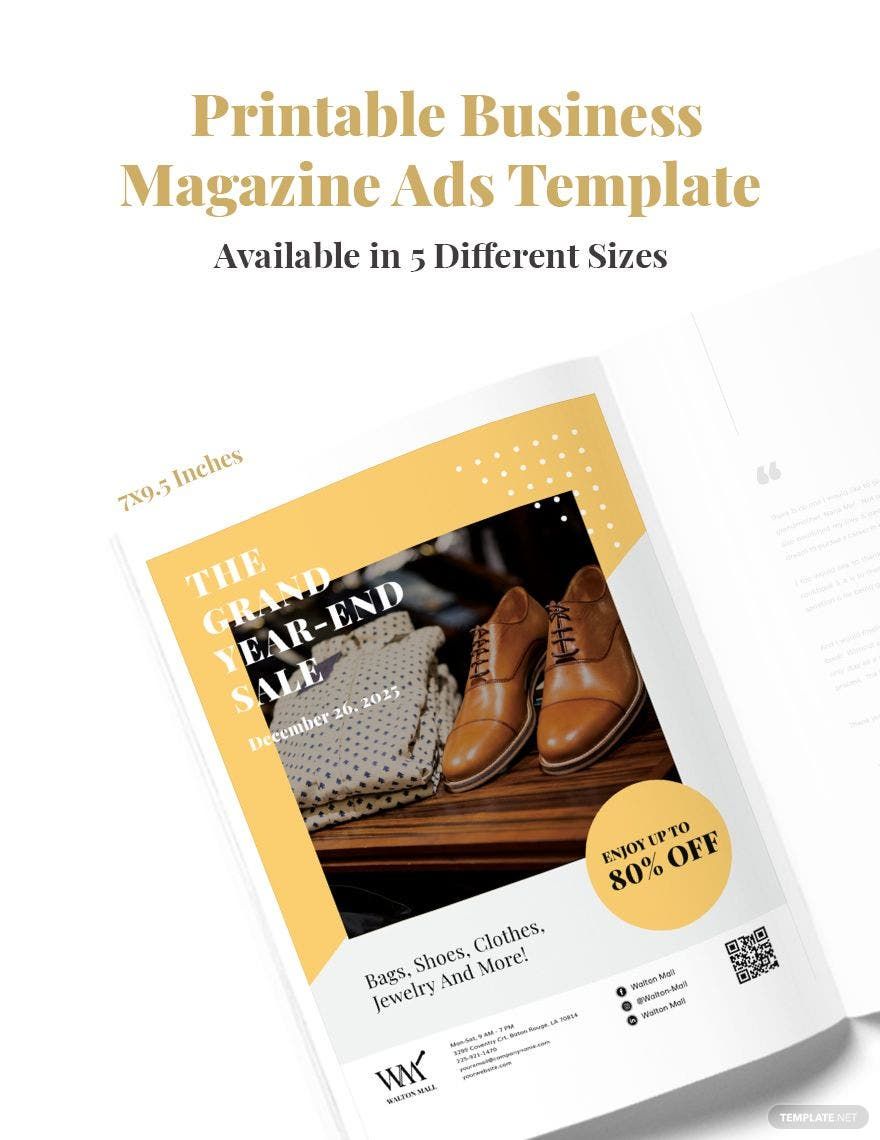 Printable Business Magazine Ads Template