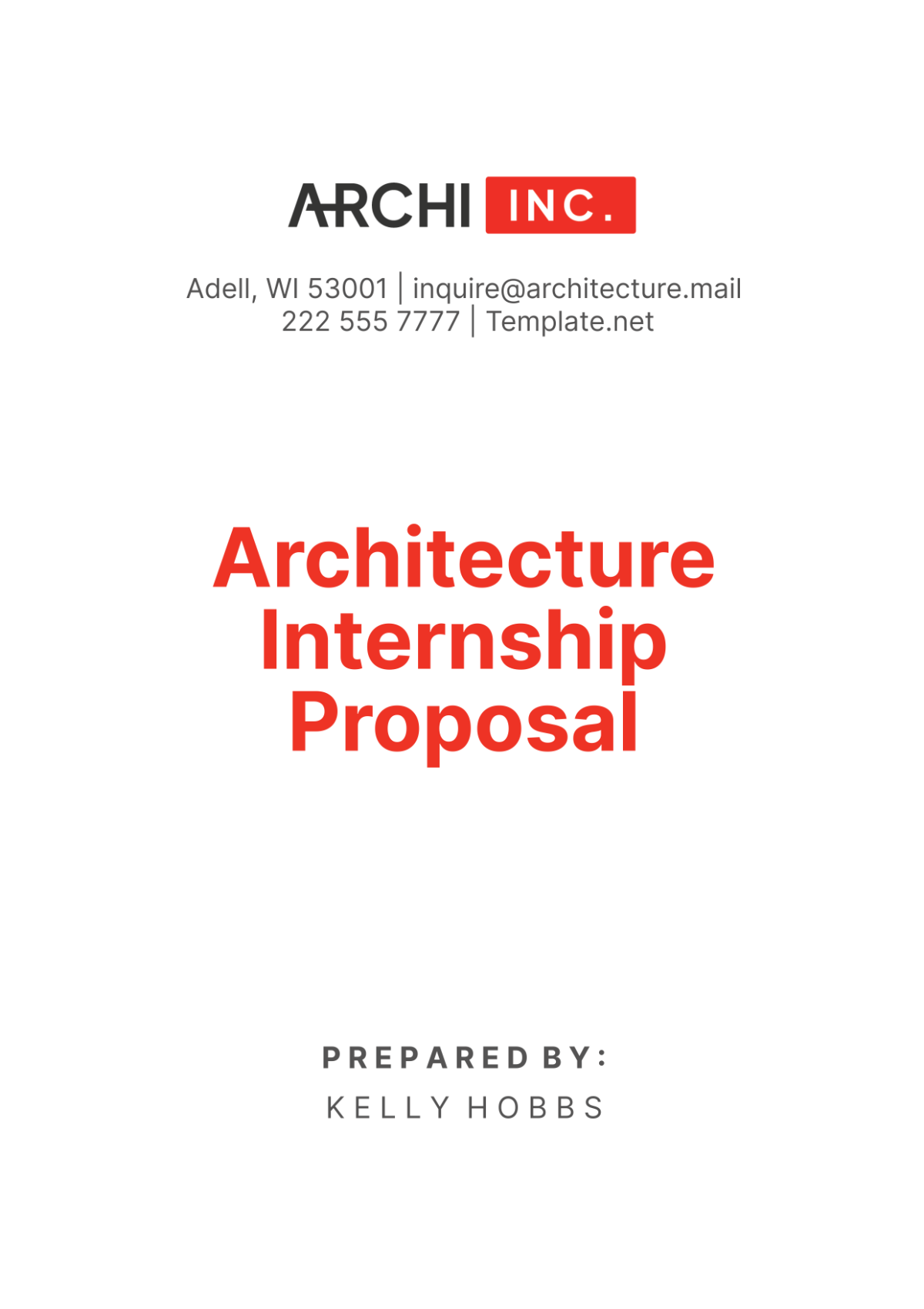 Free Architecture Internship Proposal Template