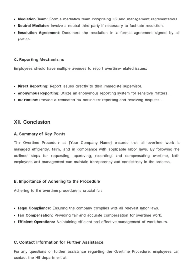Free Architecture Overtime Procedure Template to Edit Online