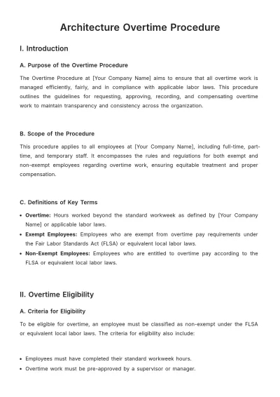 Free Architecture Overtime Procedure Template to Edit Online