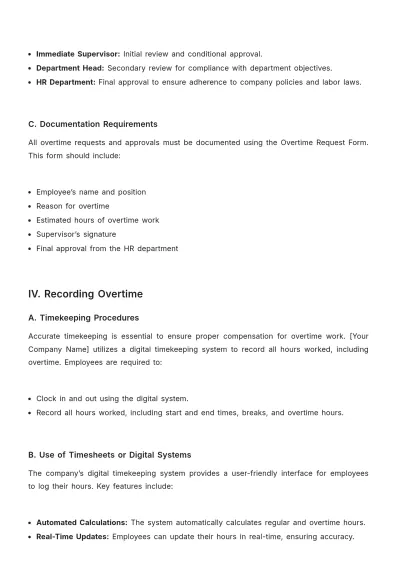 Free Architecture Overtime Procedure Template to Edit Online