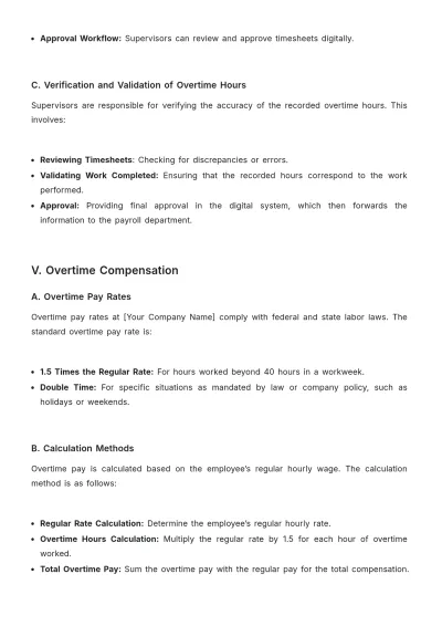Free Architecture Overtime Procedure Template to Edit Online