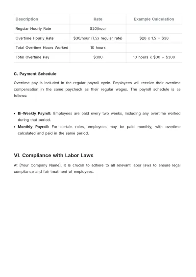 Free Architecture Overtime Procedure Template to Edit Online