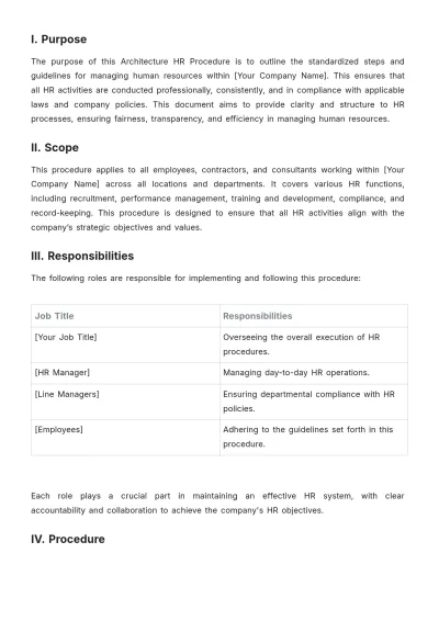 Free Architecture HR Procedure Template to Edit Online