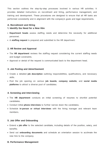 Free Architecture HR Procedure Template to Edit Online