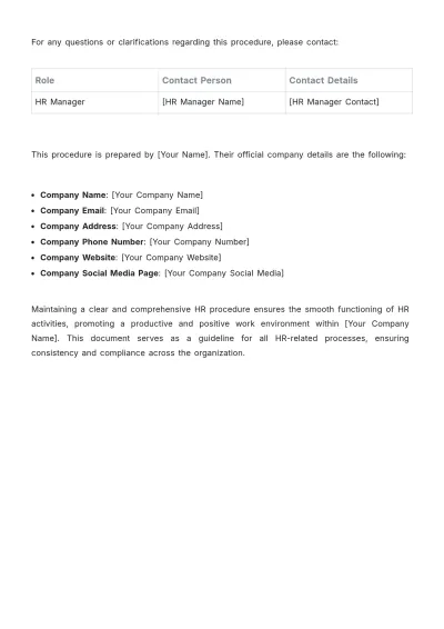 Free Architecture HR Procedure Template to Edit Online