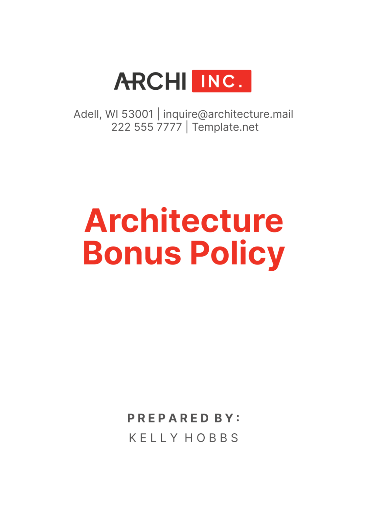 Free Architecture Bonus Policy Template