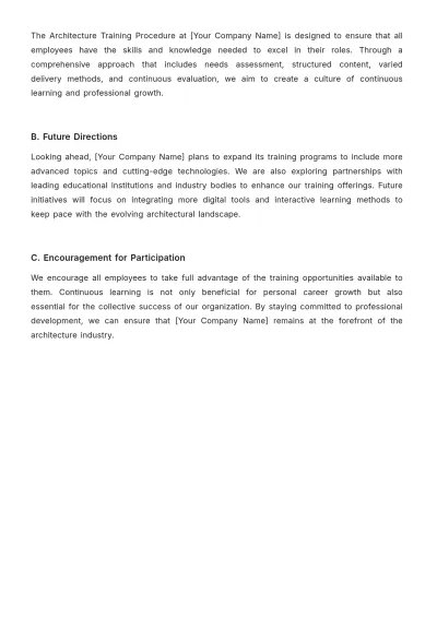 Free Architecture Training Procedure Template to Edit Online