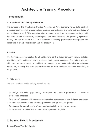 Free Architecture Training Procedure Template to Edit Online