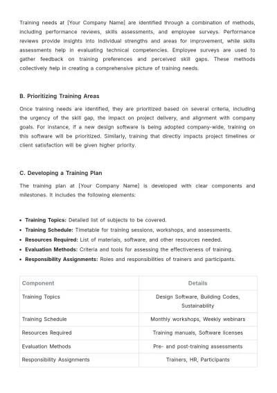 Free Architecture Training Procedure Template to Edit Online