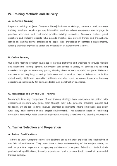 Free Architecture Training Procedure Template to Edit Online