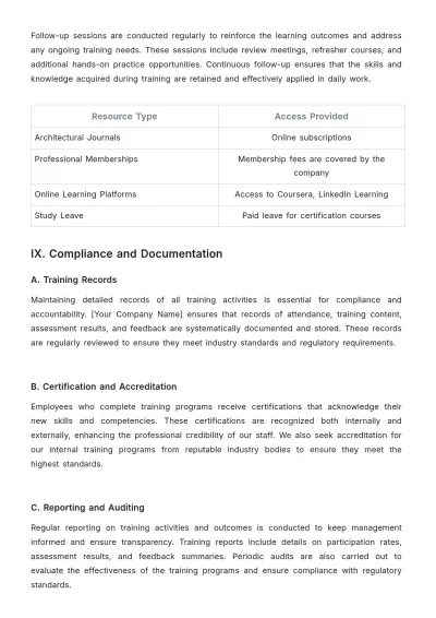 Free Architecture Training Procedure Template to Edit Online