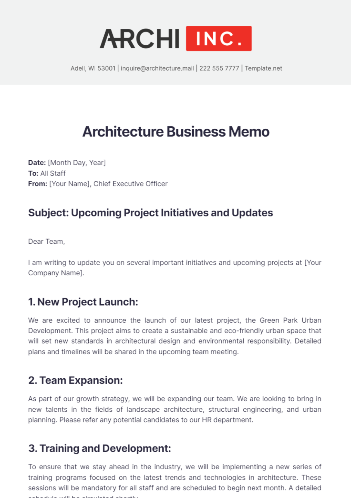 Architecture Business Memo Template - Edit Online & Download