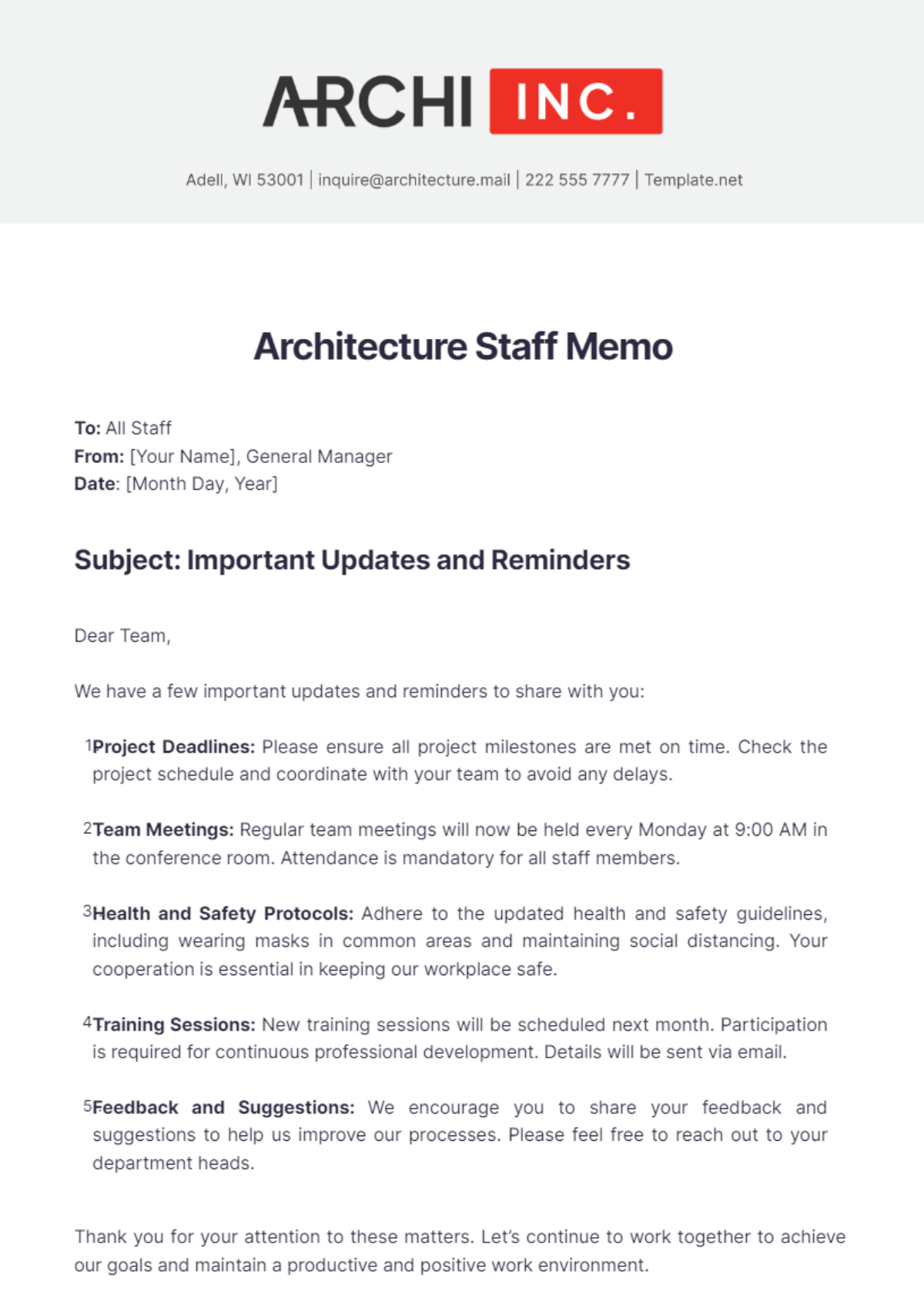 Architecture Staff Memo Template - Edit Online & Download